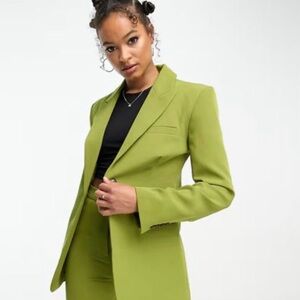 ASOS DESIGN SINGLE BUTTON SUIT BLAZER IN MOSS-GREEN Size 4US, 8UK, NWT!